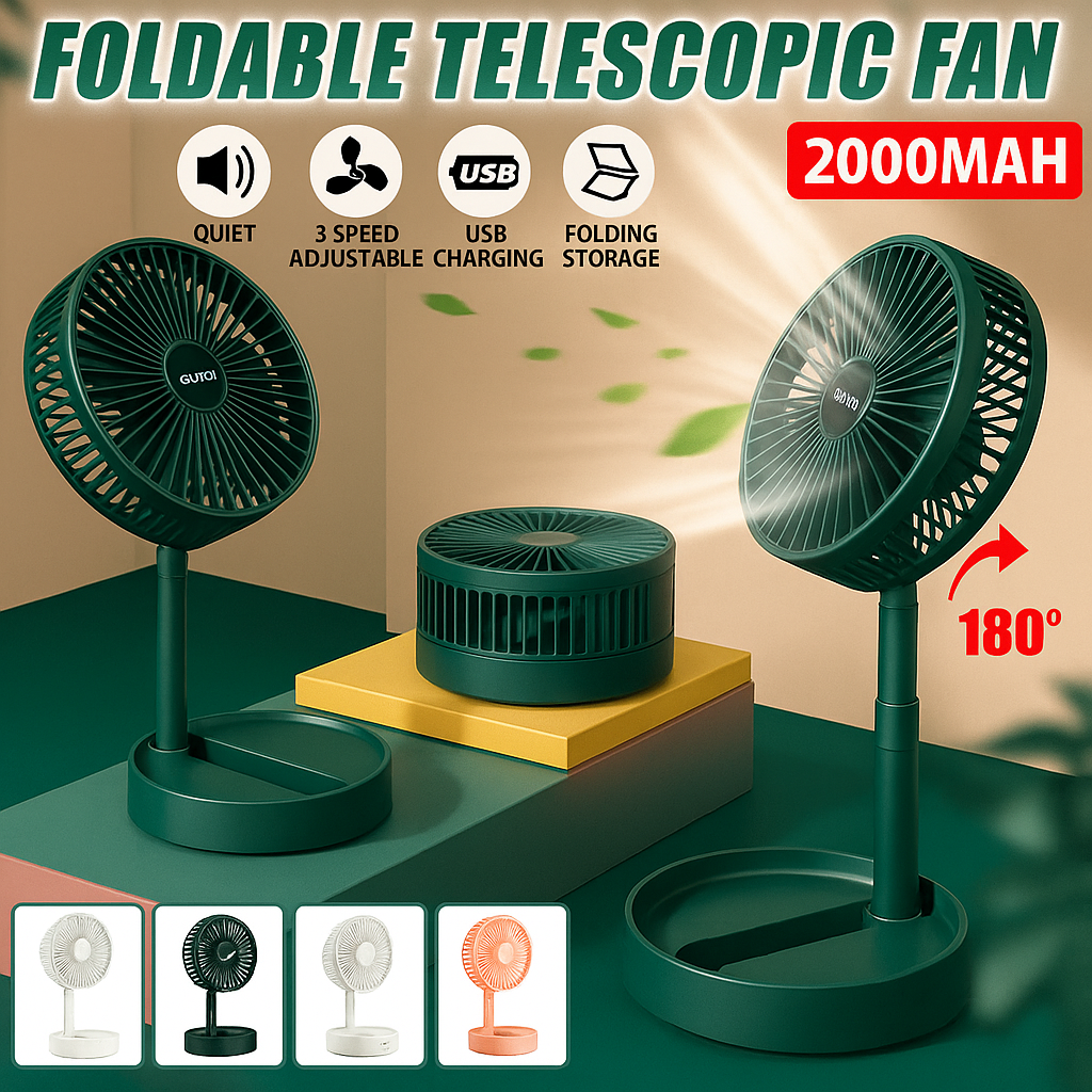 Mini Folding Telescopic Fan 3 in 1 Sizes